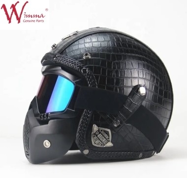 Full Face Motorcycle Helmet Imitatie Krokodil Huid Retro Met Afneembare Oogglas